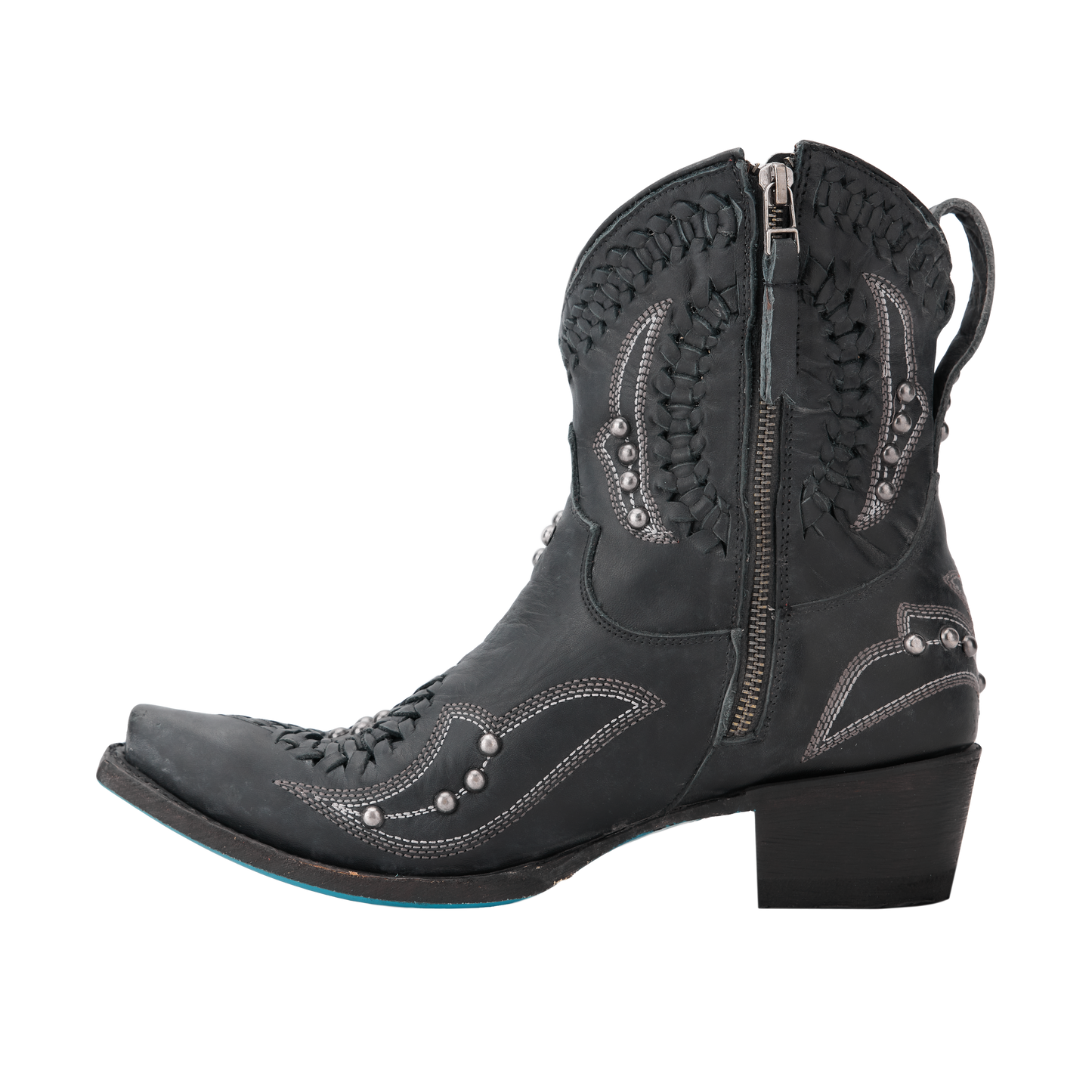 Distressed Jet Black Cossette Bootie