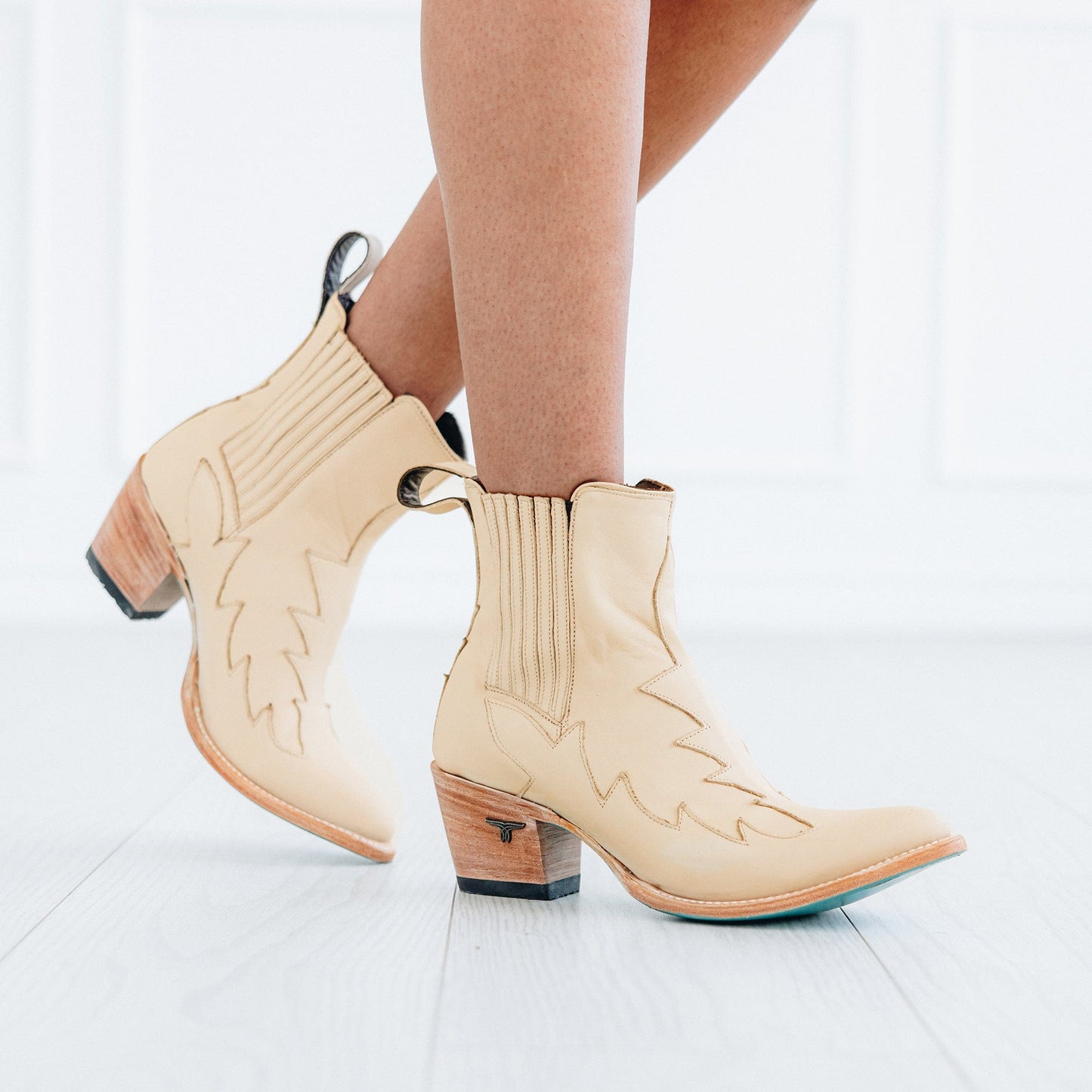 Pale ivory western Chelsea boots