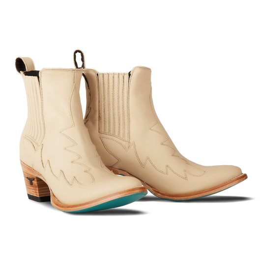 Pale ivory western Chelsea boots