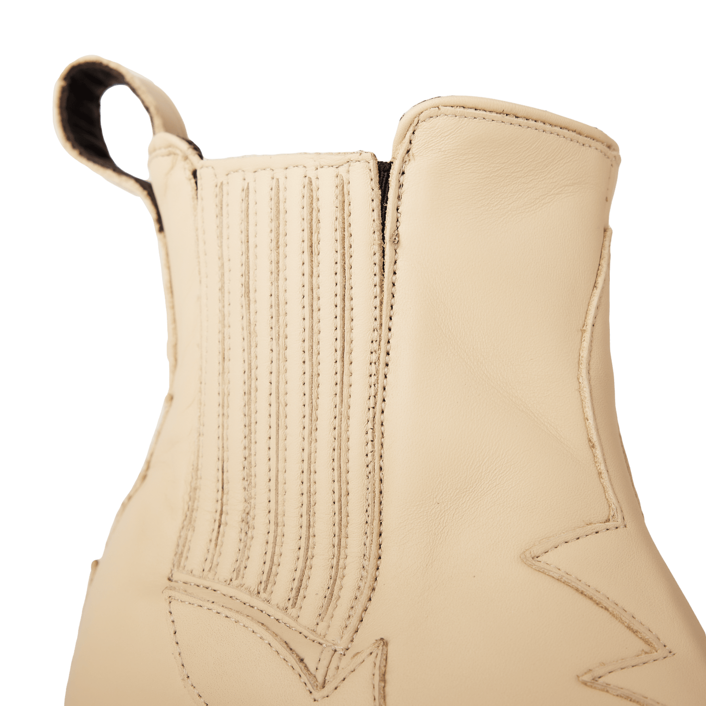 Pale ivory western Chelsea boot detail