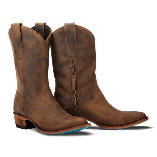 Burnt caramel leather Plain Jane Midi boots