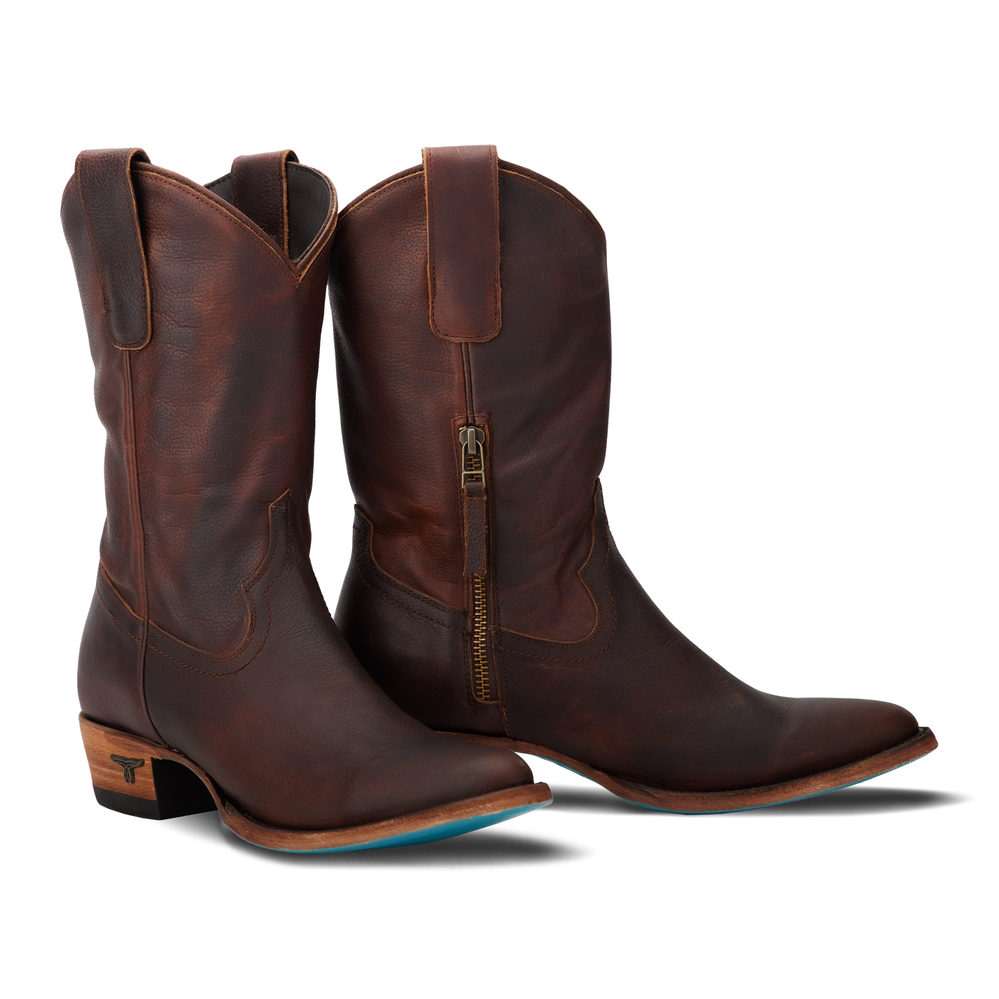 Cognac leather Plain Jane Midi cowboy boots
