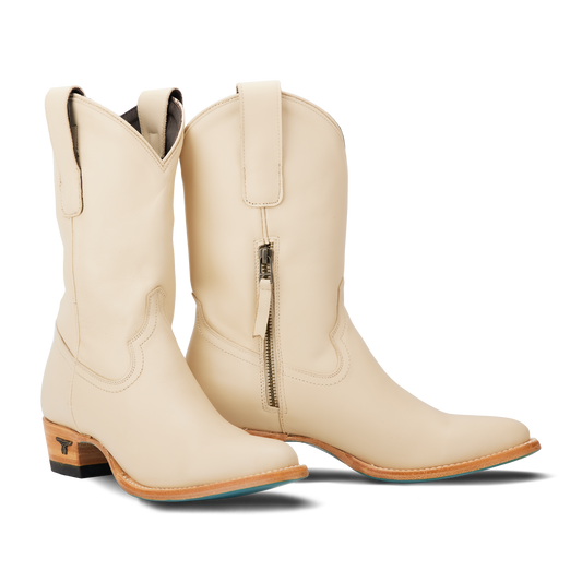 Pale ivory Plain Jane midi cowboy boots