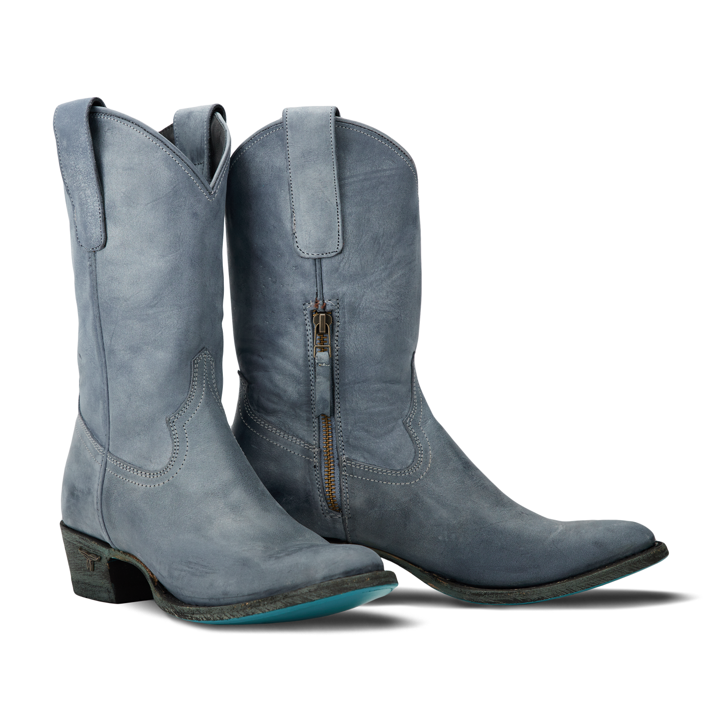 Washed denim Plain Jane midi cowboy boots