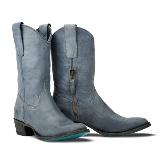 Washed denim Plain Jane midi cowboy boots