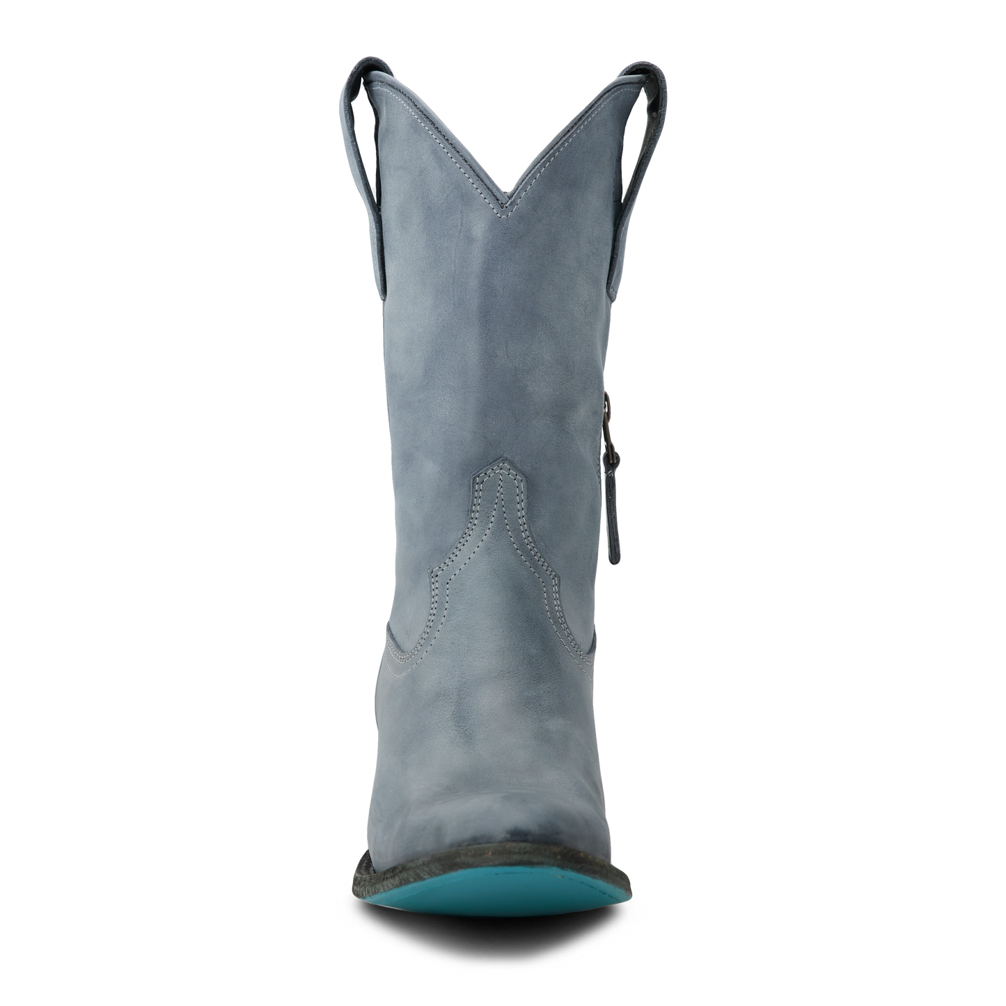 Washed denim midi boot