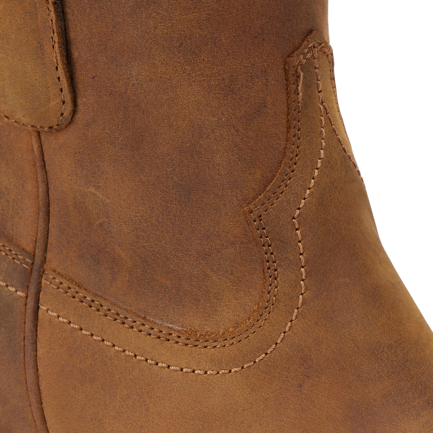 Burnt caramel leather Plain Jane bootie detail