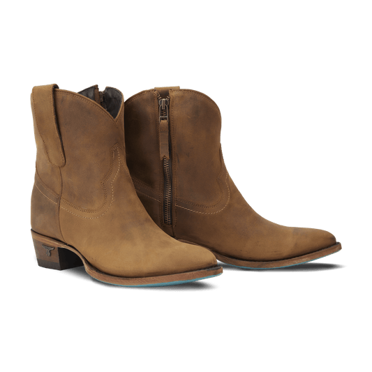 Burnt caramel Plain Jane booties with side zipper