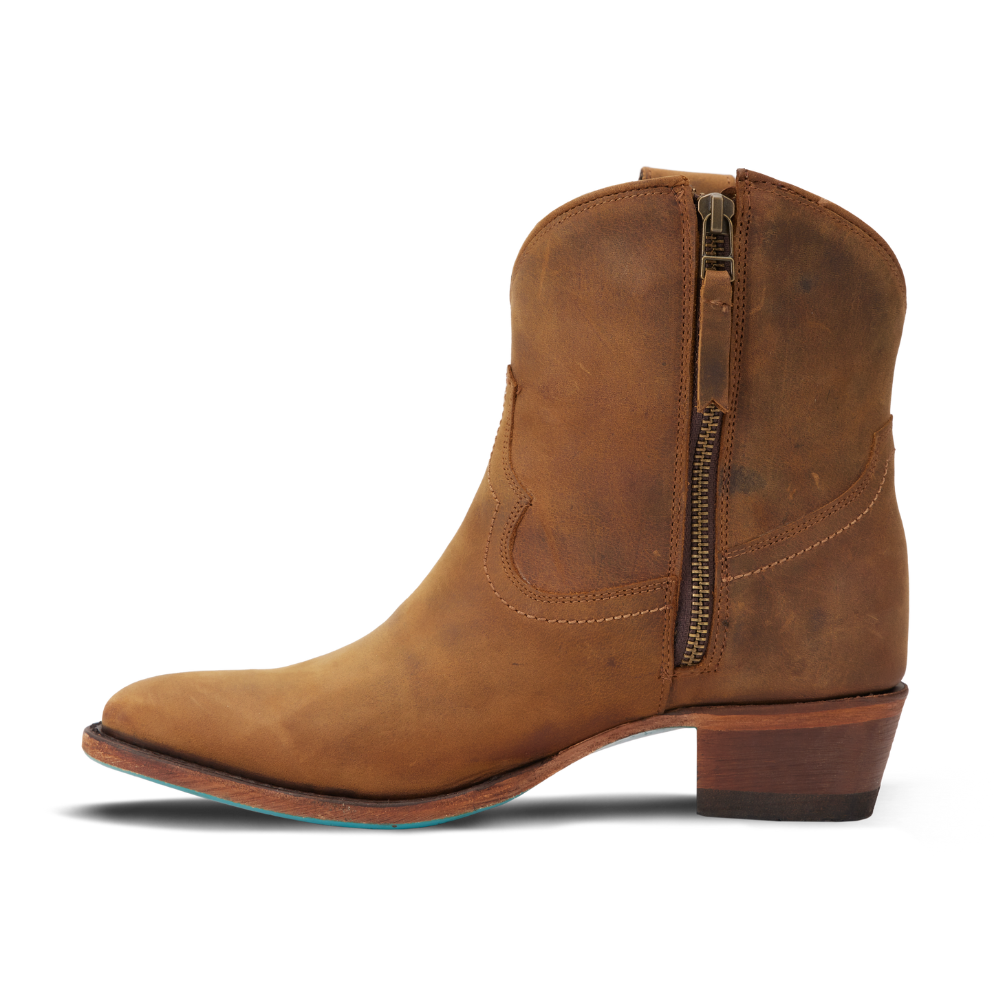 Burnt caramel Plain Jane bootie with zipper