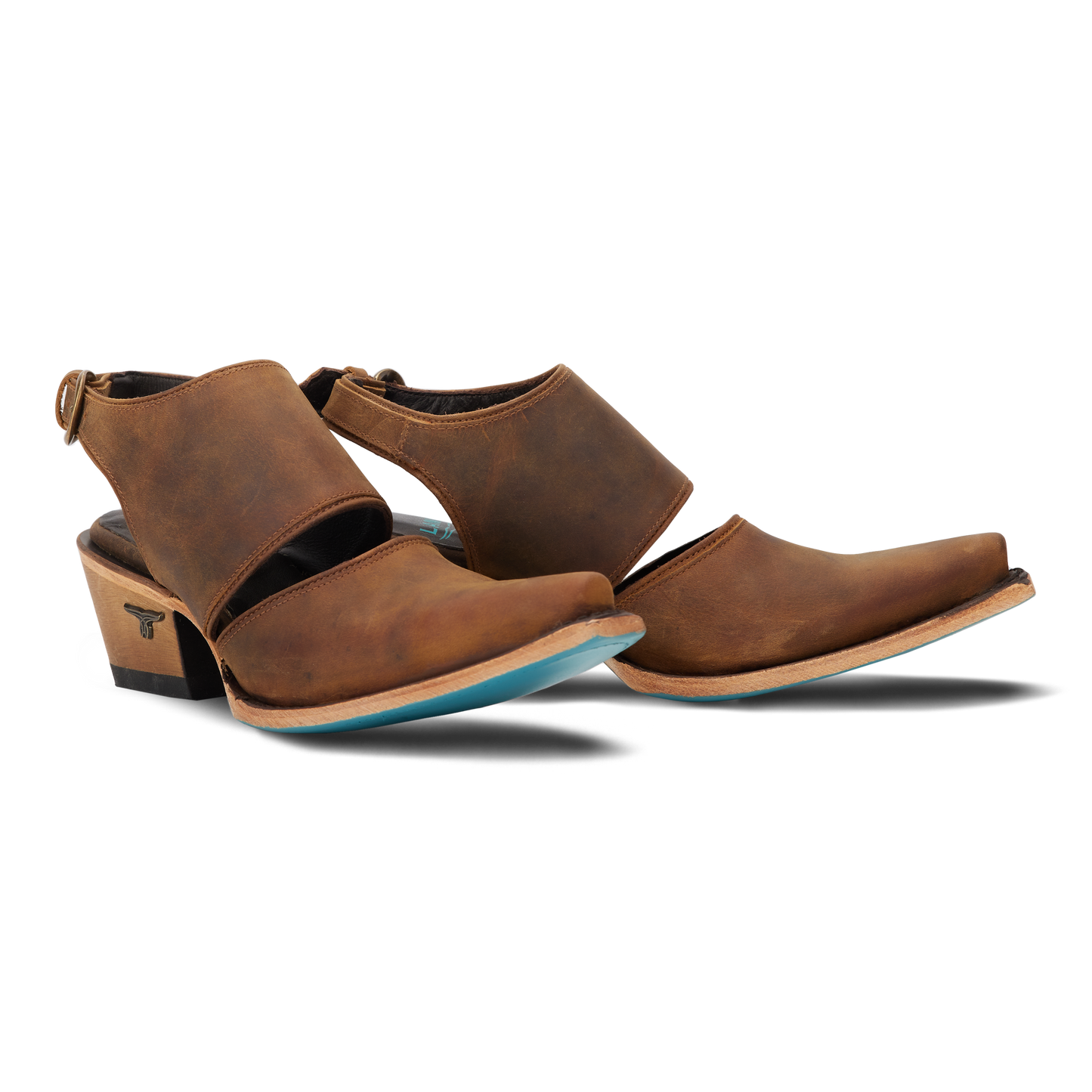 Burnt caramel leather mule sandal - lb0555a Plain Robin style