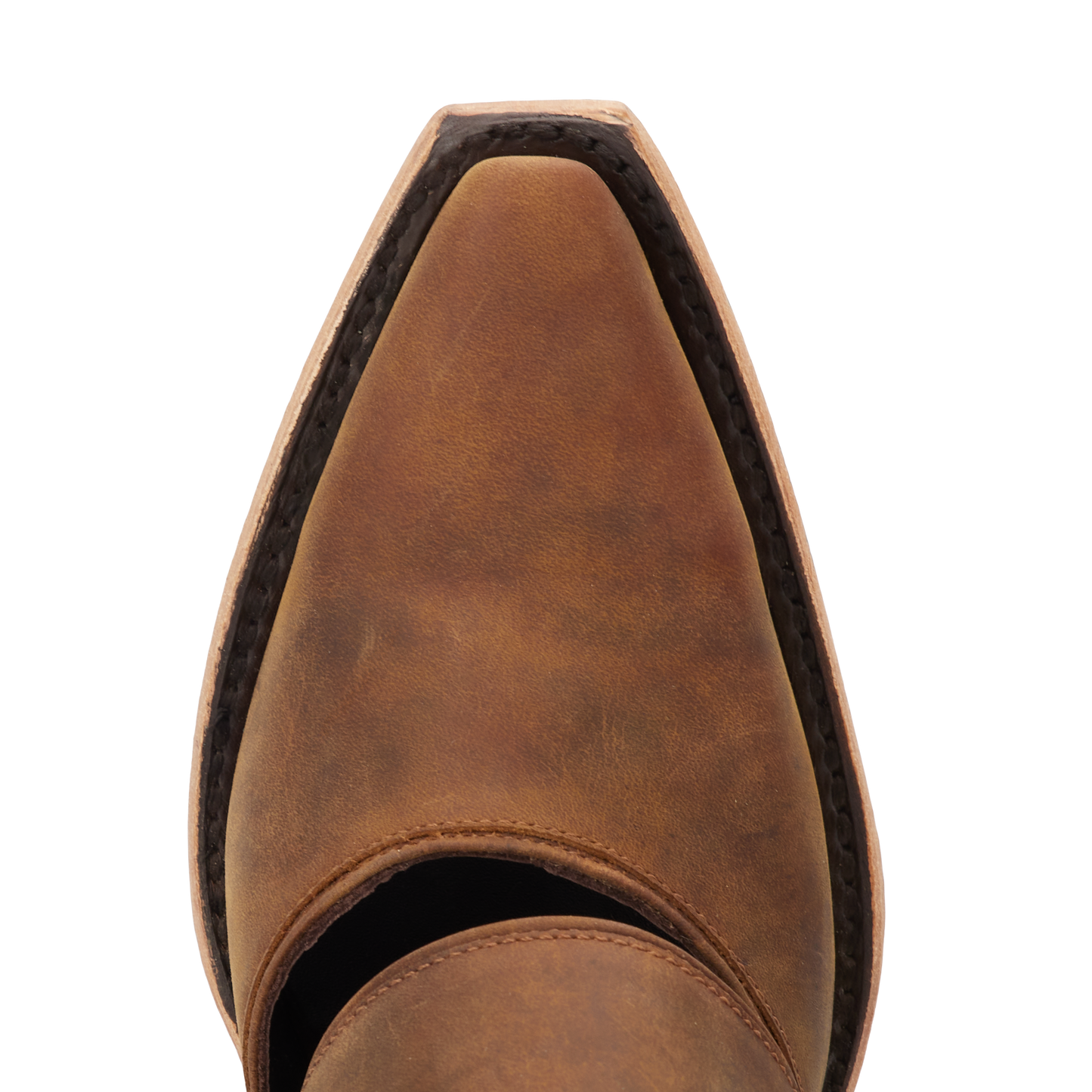Burnt caramel leather mule shoe toe