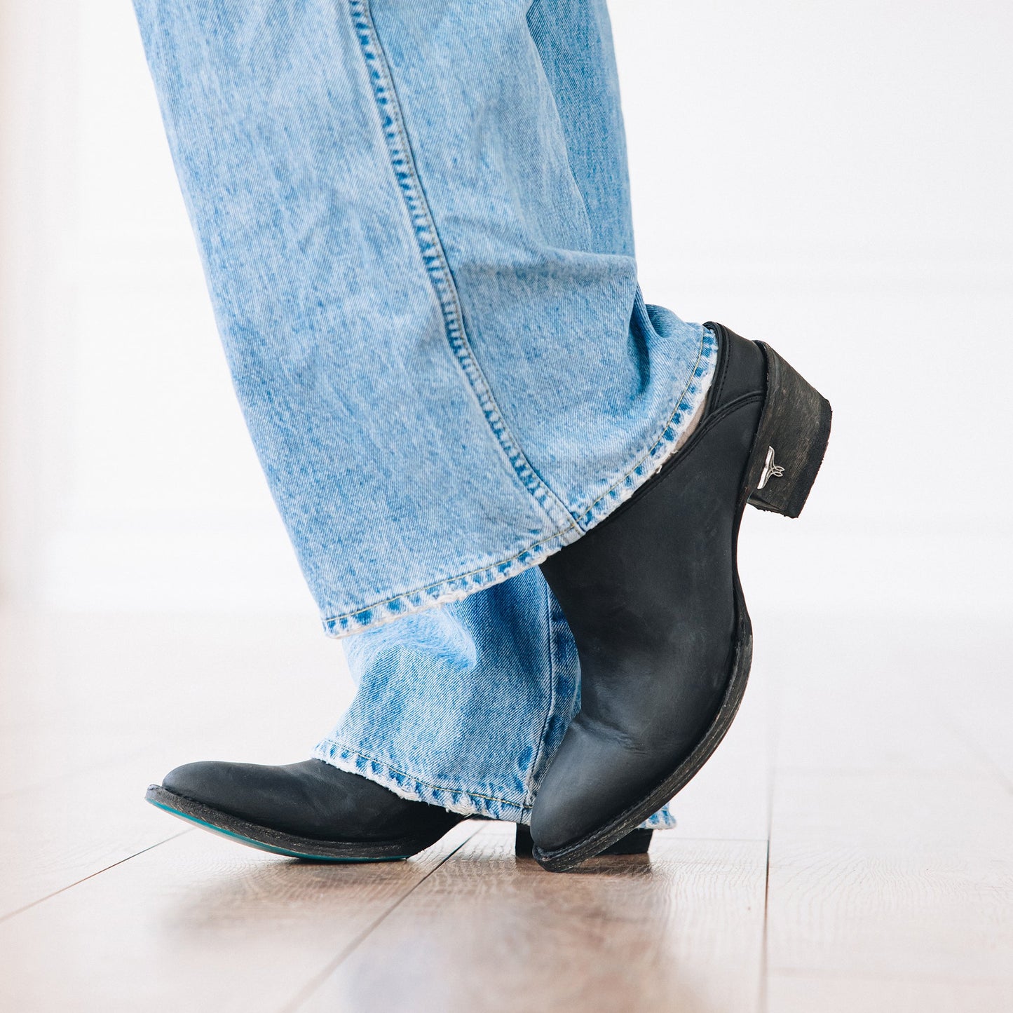 Plain Jane Mule Matte Black Boot with LS3 Jeans
