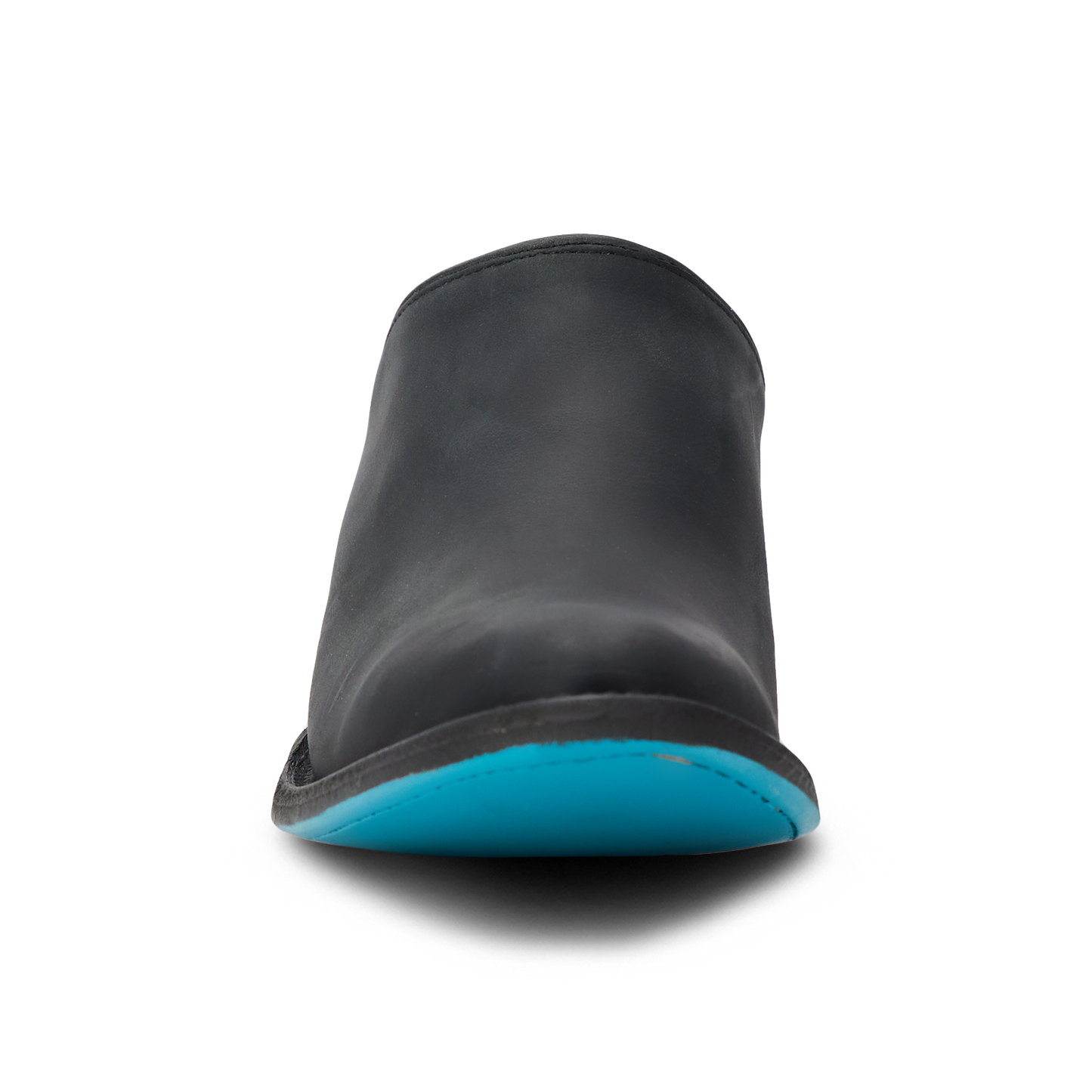 Matte black Plain Jane Mule with blue sole