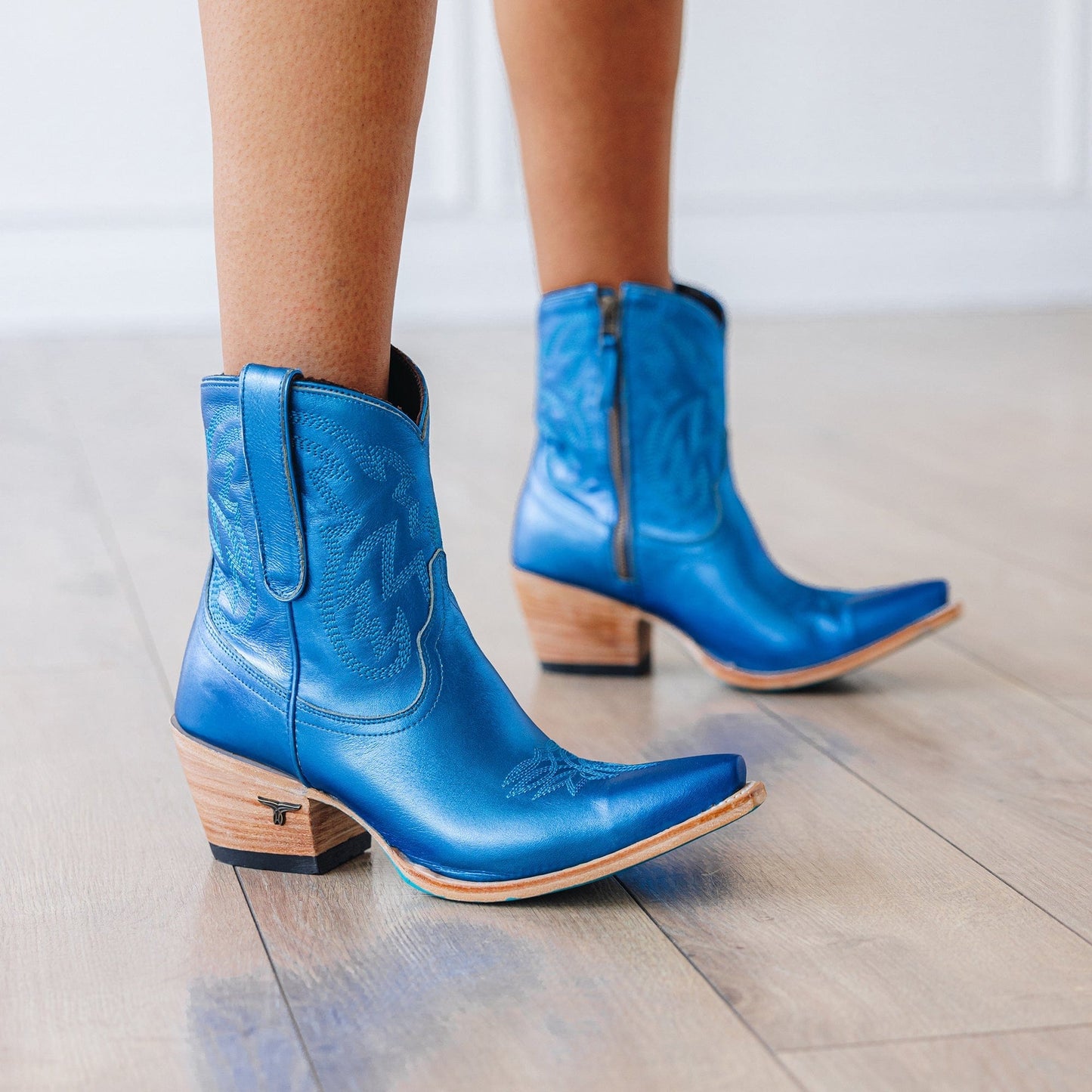 Blue metallic cowboy boots