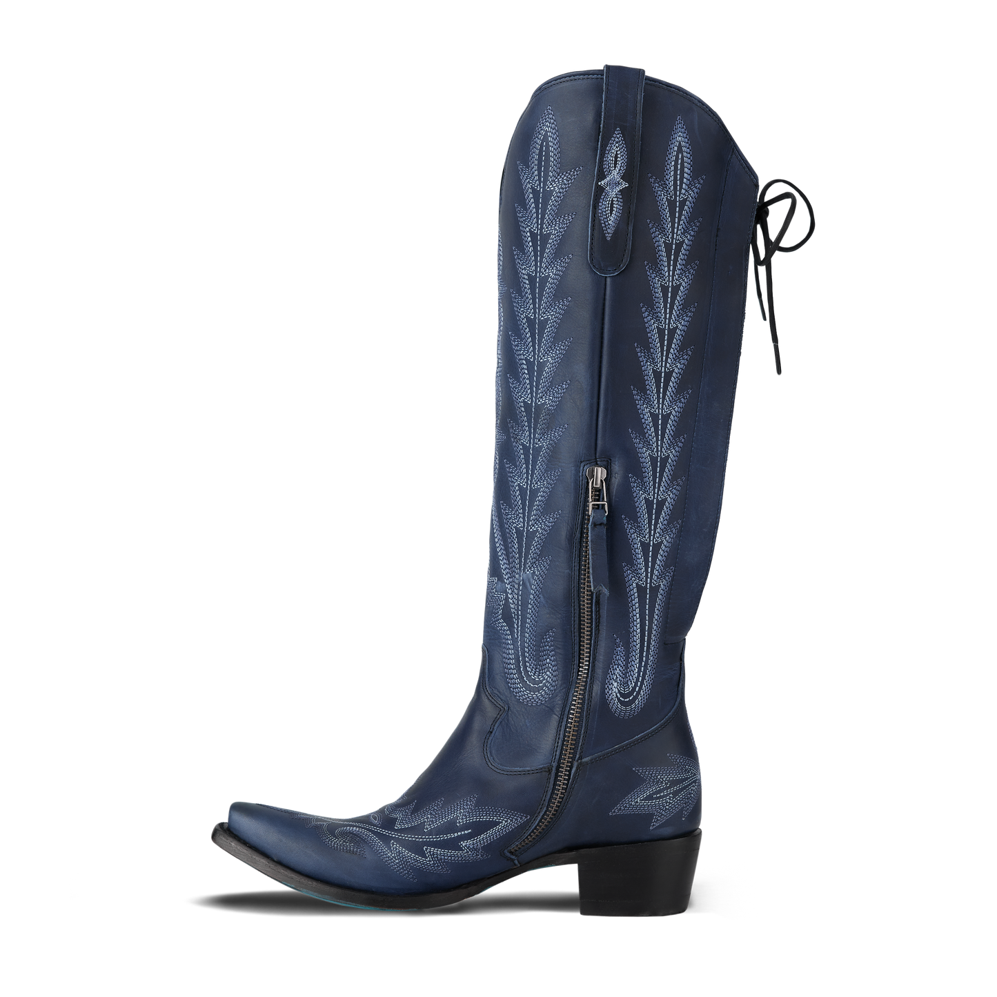 Navy Lexington knee-high cowboy boot