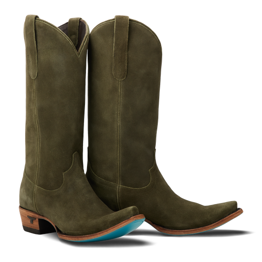 Emma Jane Olive Suede Cowboy Boots