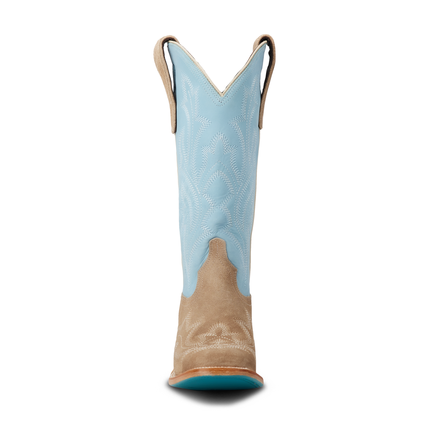 Saratoga Square Boot - Latte Suede and Powder Blue