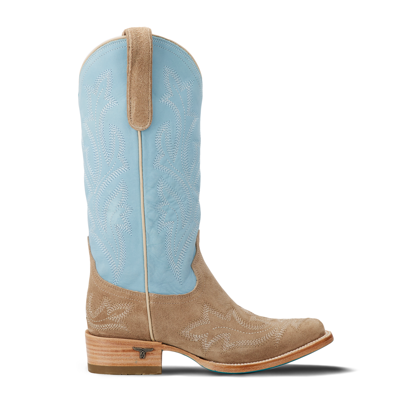 Saratoga Square Boot - Latte Suede and Powder Blue
