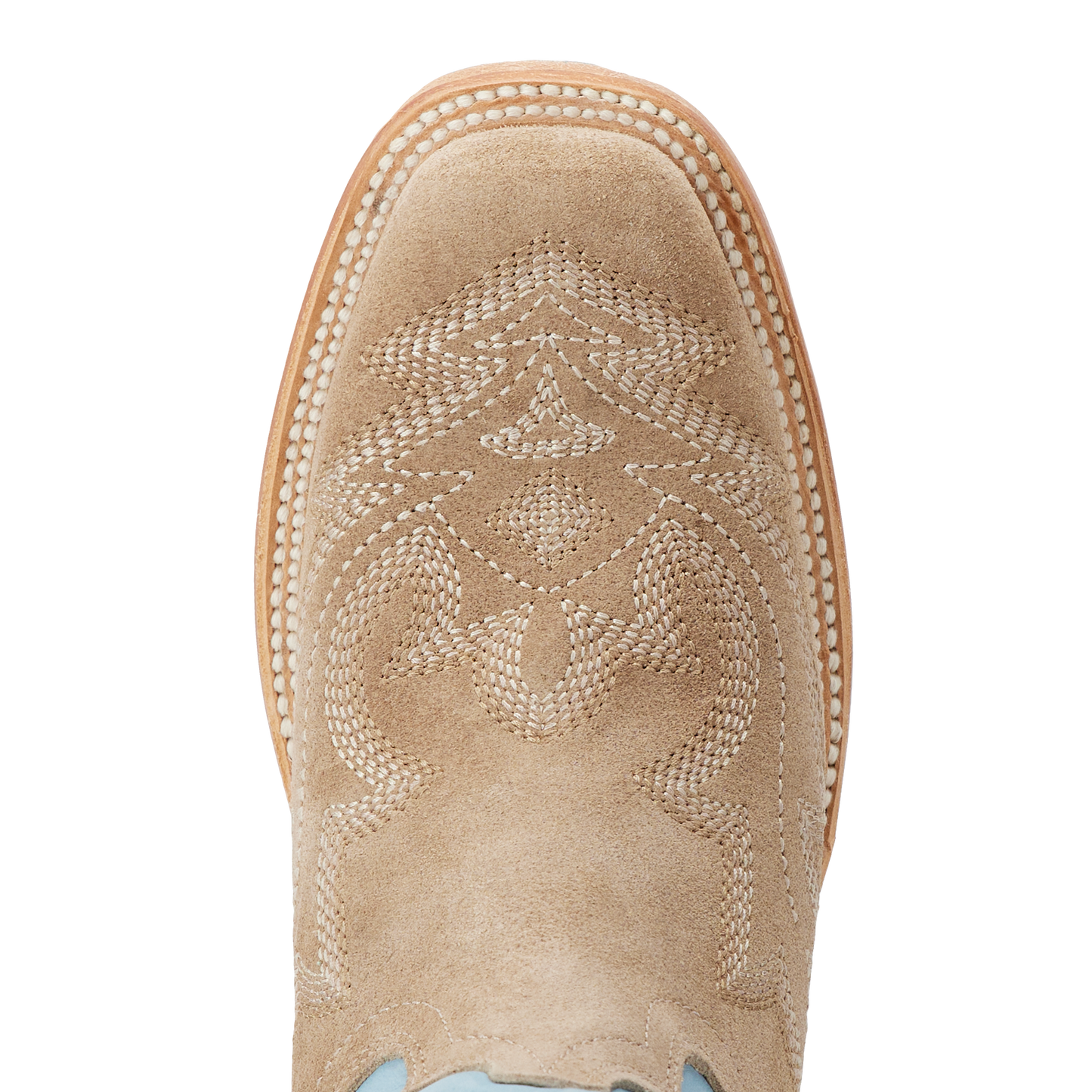 Saratoga Square Boot - Latte Suede and Powder Blue