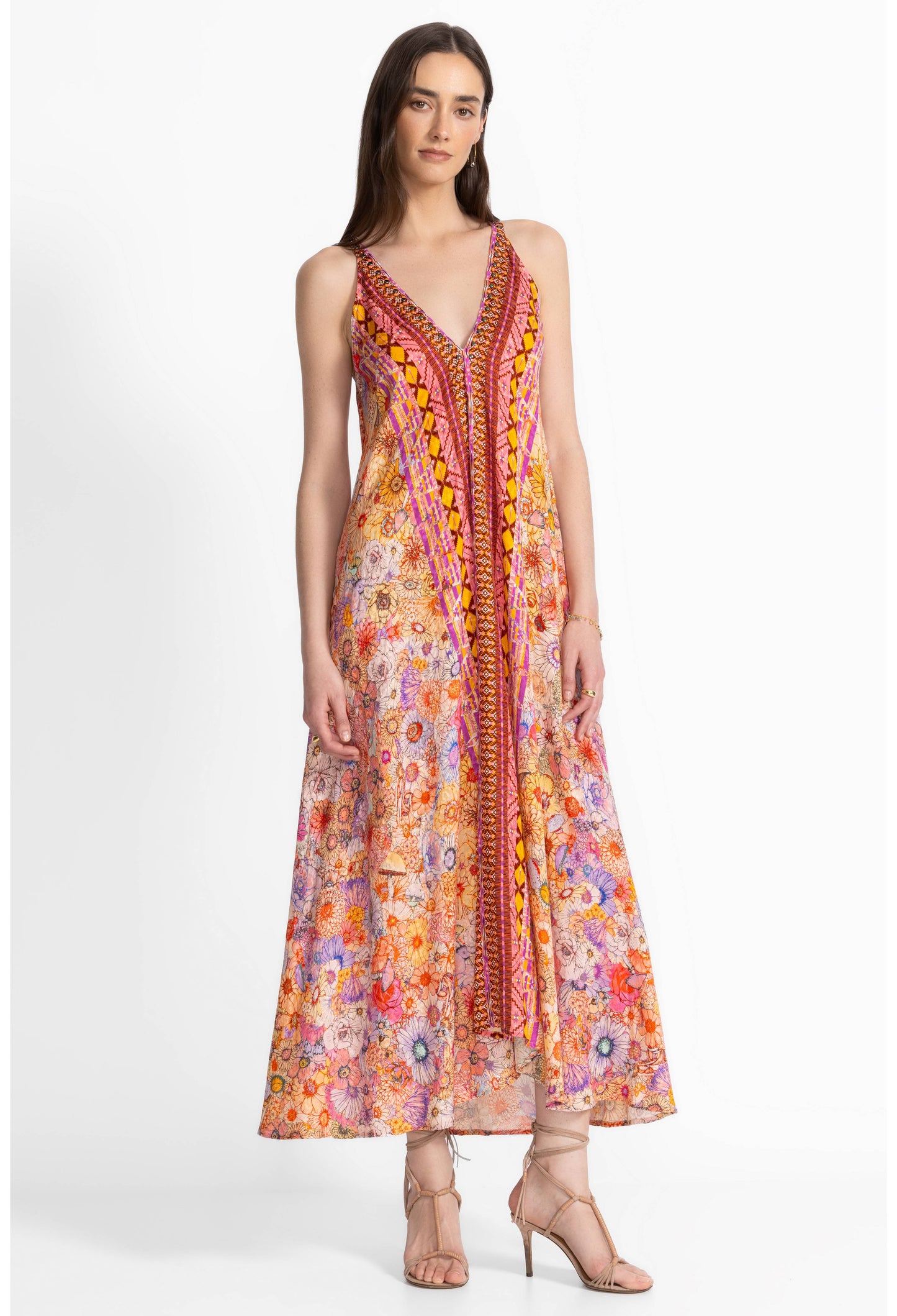 Eva Dress in Sage and Pink by Johnny Was