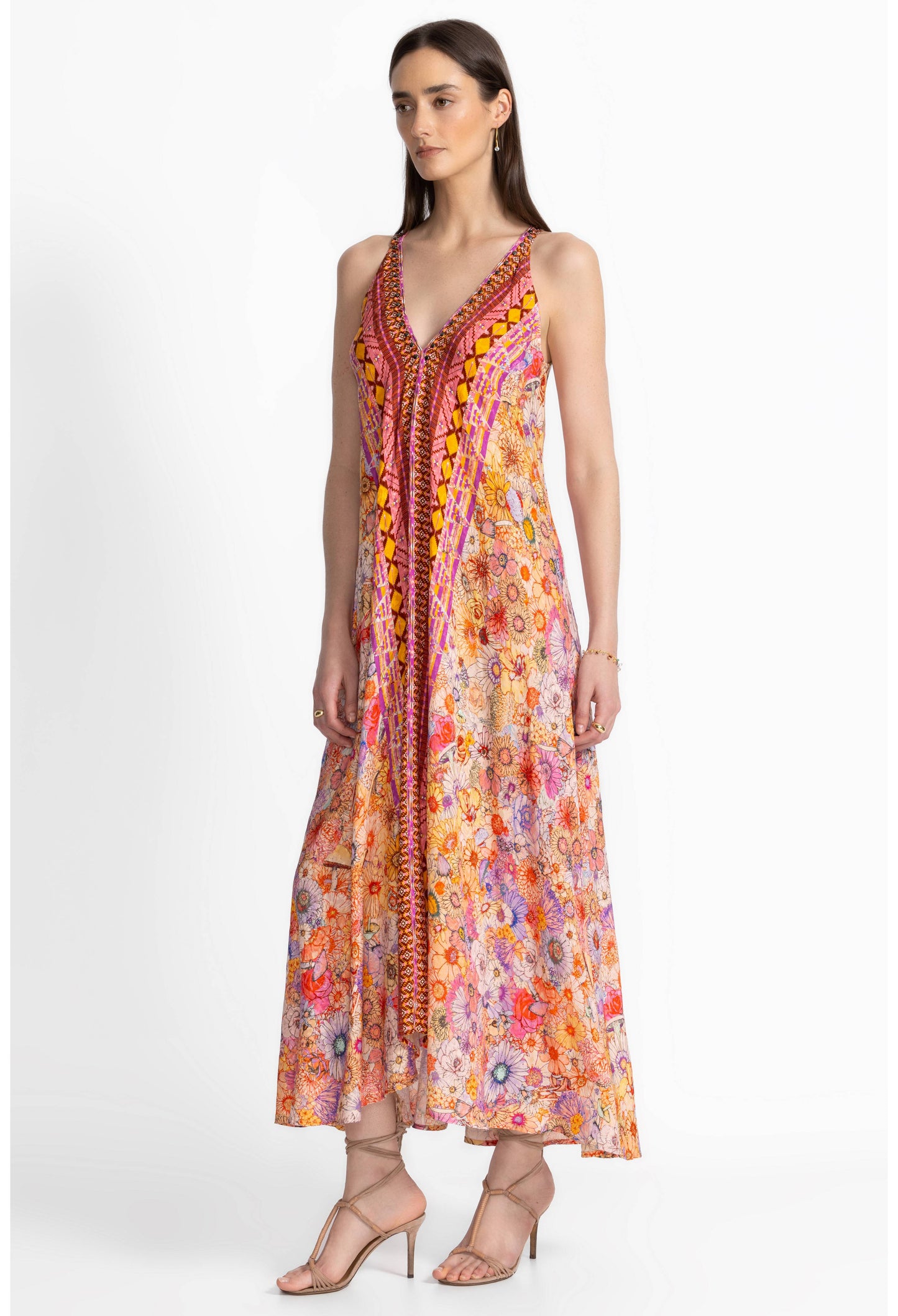 Eva Dress in Sage and Pink by Johnny Was