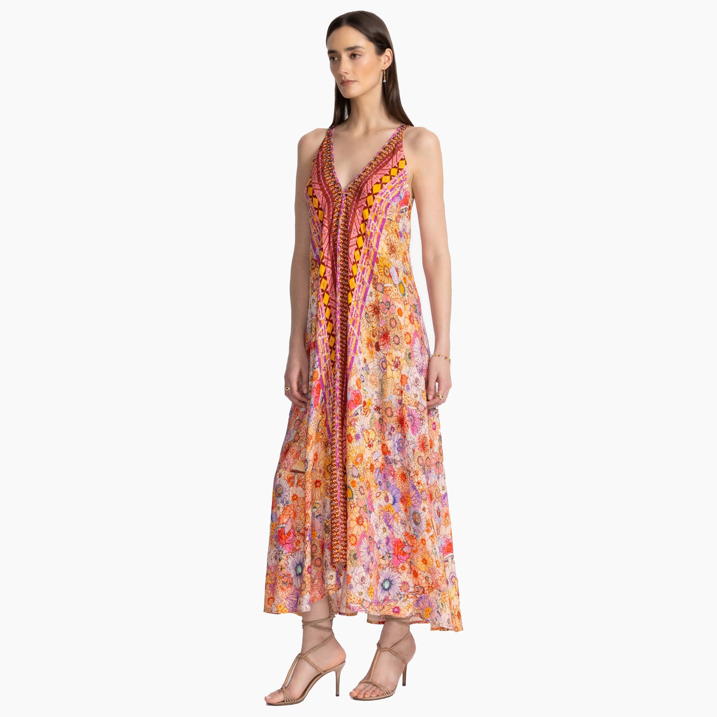 Eva Dress in Sage and Pink by Johnny Was