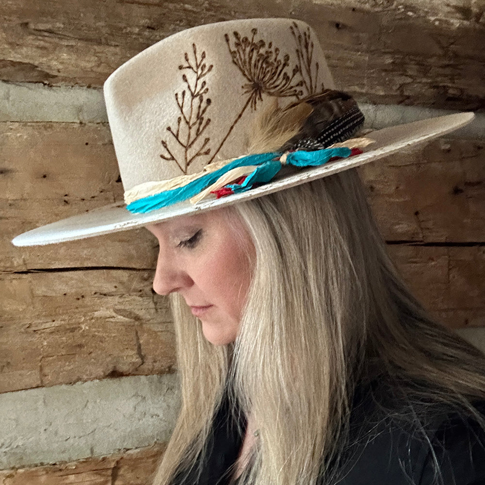 Wild Thing Rancher Hat Custom Burned - Oatmeal | Bourbon Cowgirl