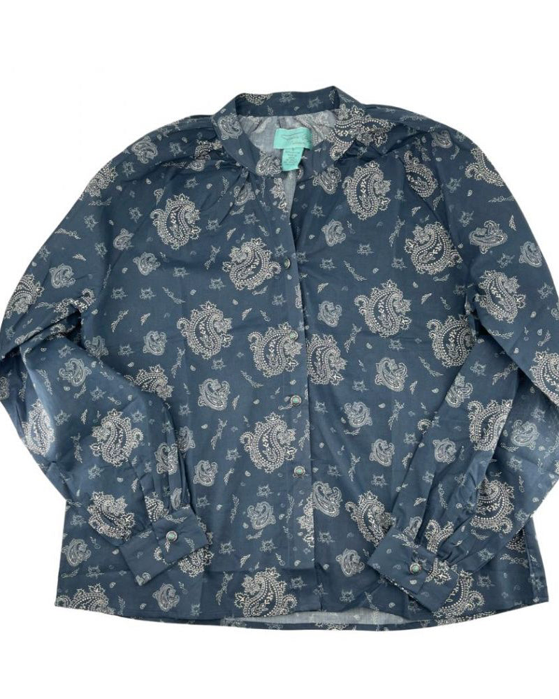 Tasha Polizzi Marie Blouse in Navy paisley print.