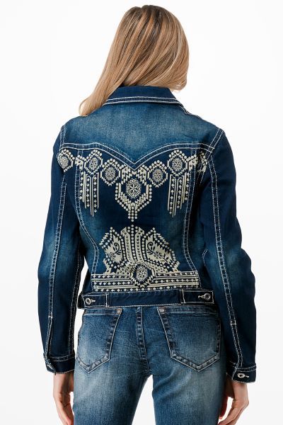 Embroidered denim jacket te61807-007-2