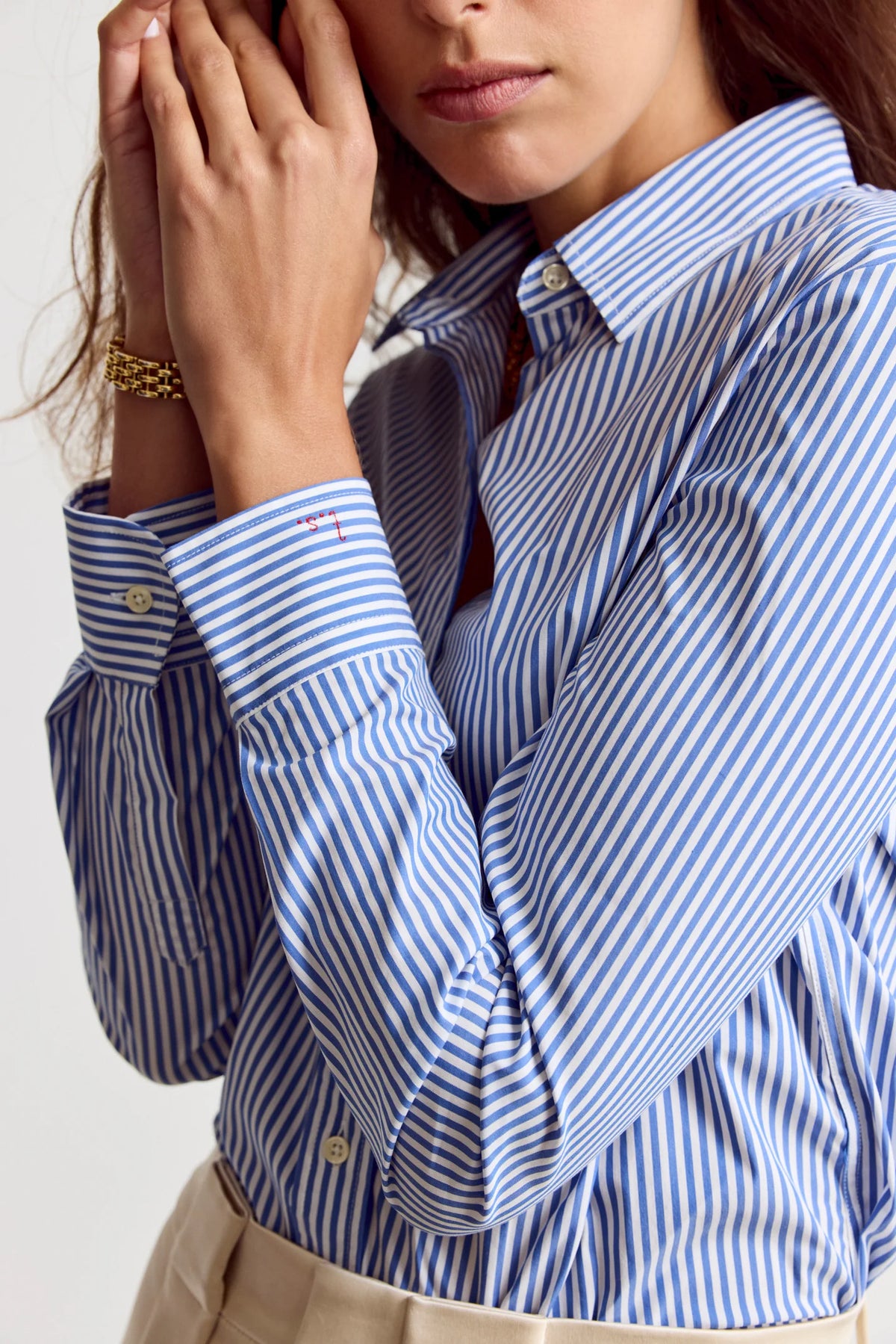 The Boyfriend Shirt by Rochelle Behrens - Blue & White Stripe