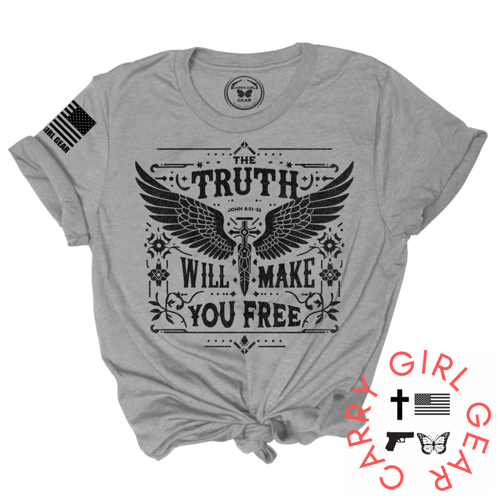 Steel gray unisex Truth Will Make You Free tee