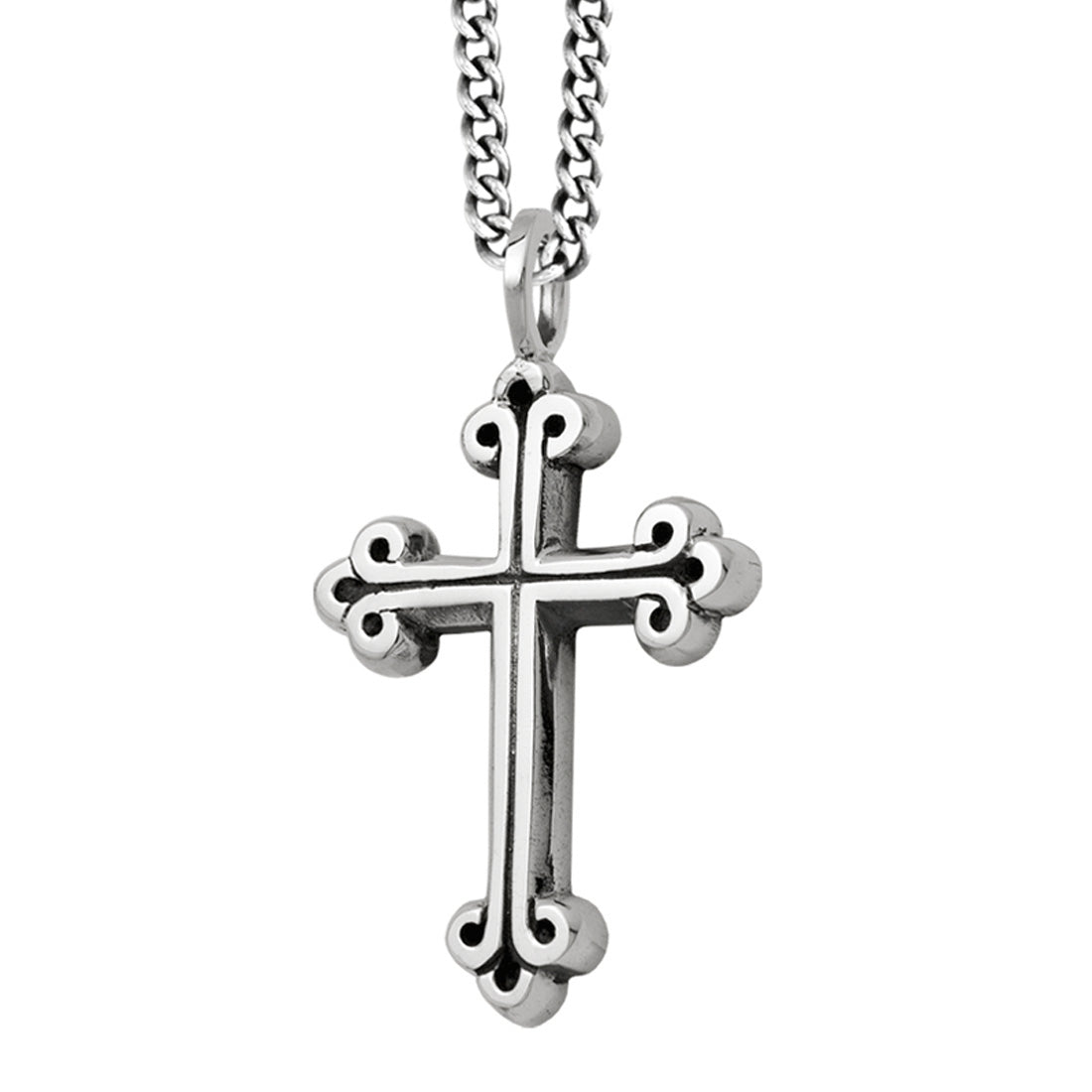Silver cross pendant necklace