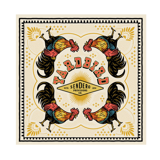 Yardbird Provisions Co. logo with rooster design.