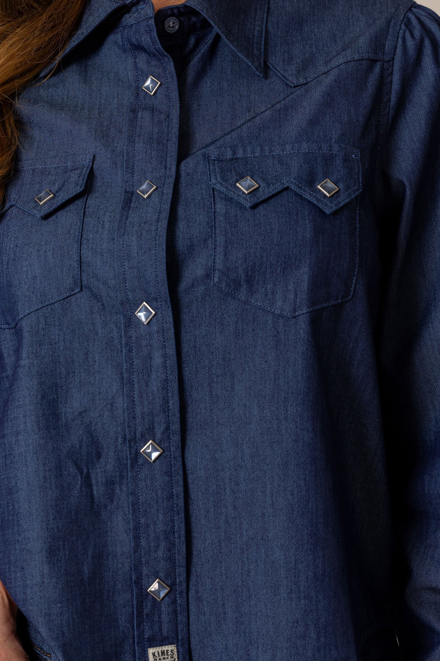 Annie Cropped Snap Shirt by Kimes Ranch in Denim