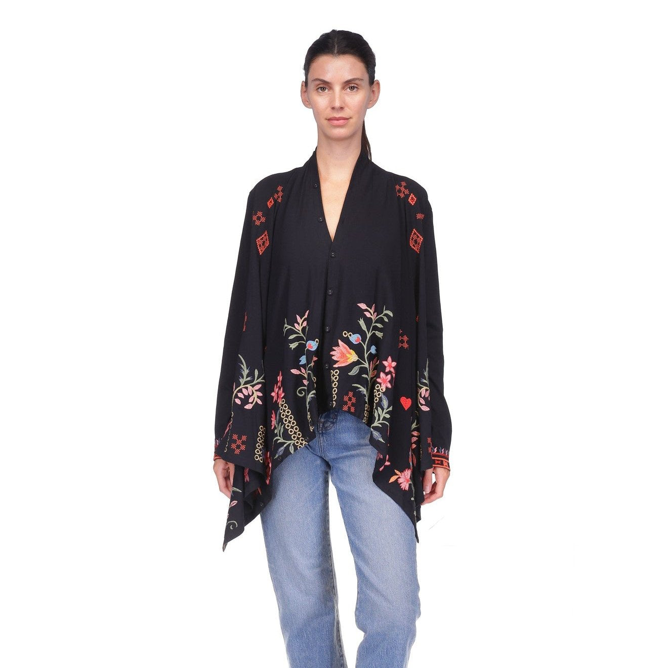 Button Neck Draped Cardigan, Georgia by Johnny Was