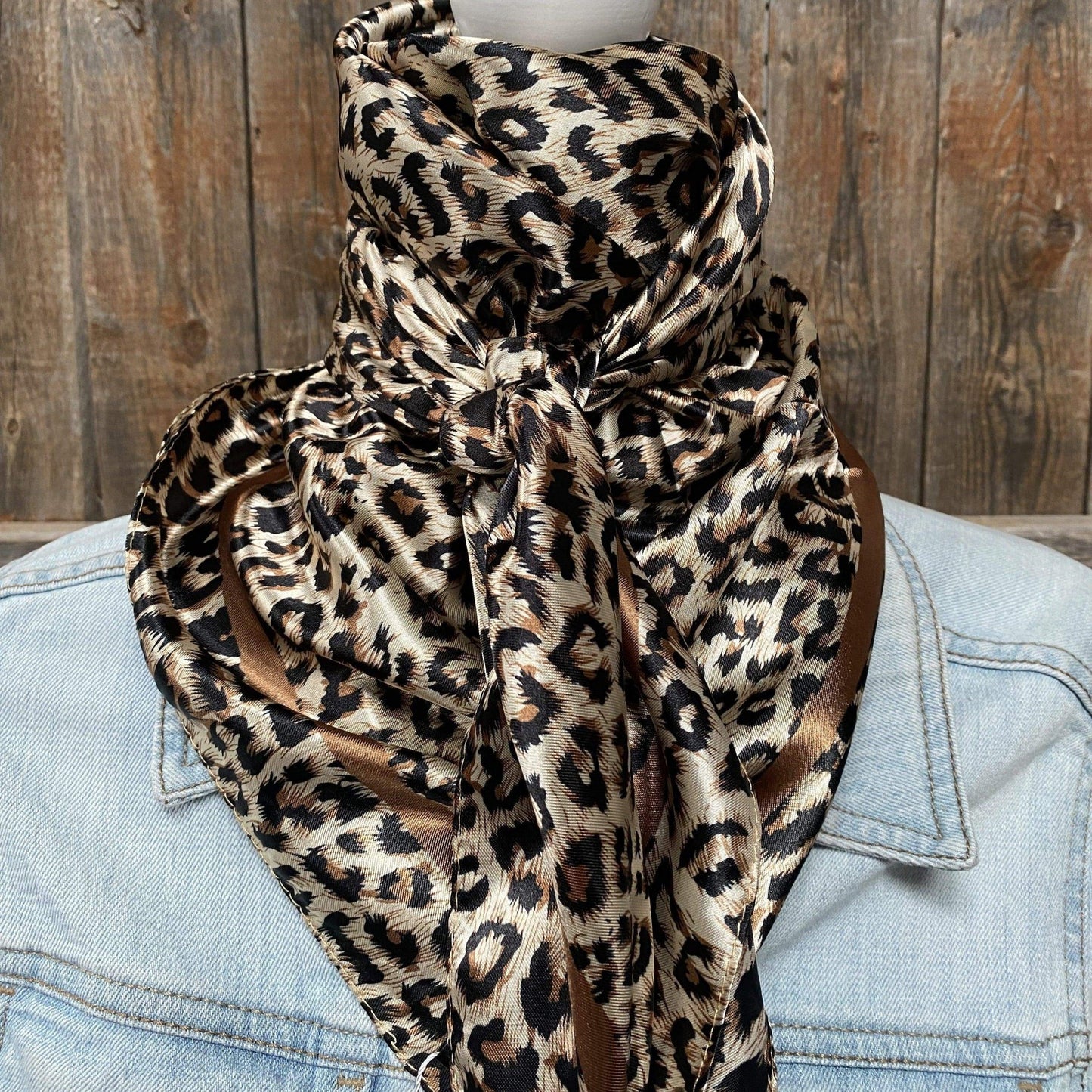 Tan Leopard Wild Rag Scarf (WR168)