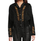 Suede Fringe Lacing Jacket with Bone Bead Details by Scully Leather - Black