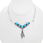 Navajo Turquoise Silver Feather Necklace Sterling Vee Links Design