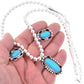 Beaded Turquoise Silver Pendant Necklace Earring Set