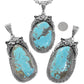 Navajo Number Eight Turquoise Floral Sterling Pendant With Bead Necklace