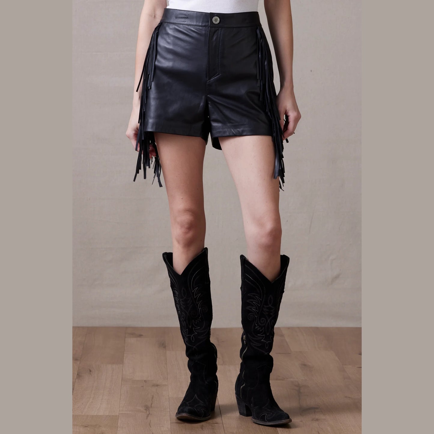 Sonora Black Leather Shorts by Double D Ranch at Bourbon Cowgirl