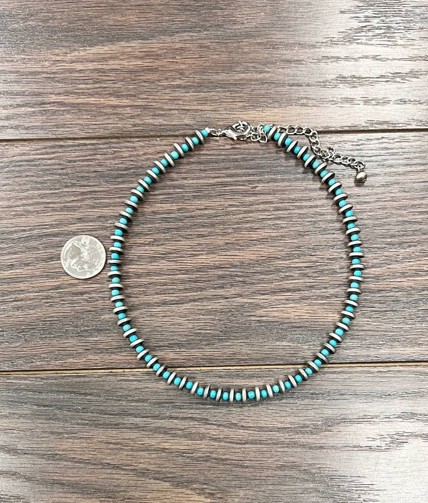 Handmade Navajo Bead and Turquoise Necklace