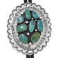 Navajo Turquoise Cluster Silver Bolo Tie Hand Hammered Concho