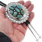 Navajo Turquoise Cluster Silver Bolo Tie Hand Hammered Concho