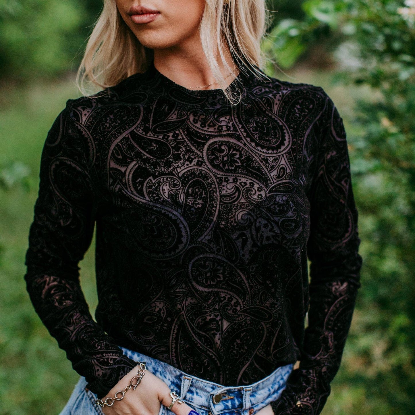 Saddle Up Long Sleeve Mesh Top