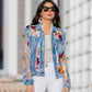 Denim Lace Jacket with Floral Embroidery