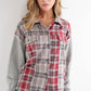 Mix Plaid Front Pocket French Terry Shirt Jacket