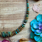 23” Dark Green Turquoise Graduated Necklace – Sterling Silver & Hematite