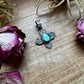 Zia Symbol Pendant with Golden Hill Turquoise – Sterling Silver – Native Made by K. Billah – Fits 8mm