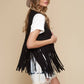Black Western Faux Suede Fringe Vest for Cowgirls